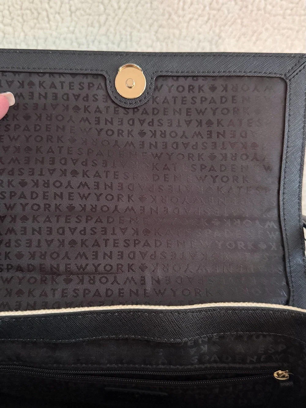 kate spade Black and Cream Polka Dot Crossbody Satchel